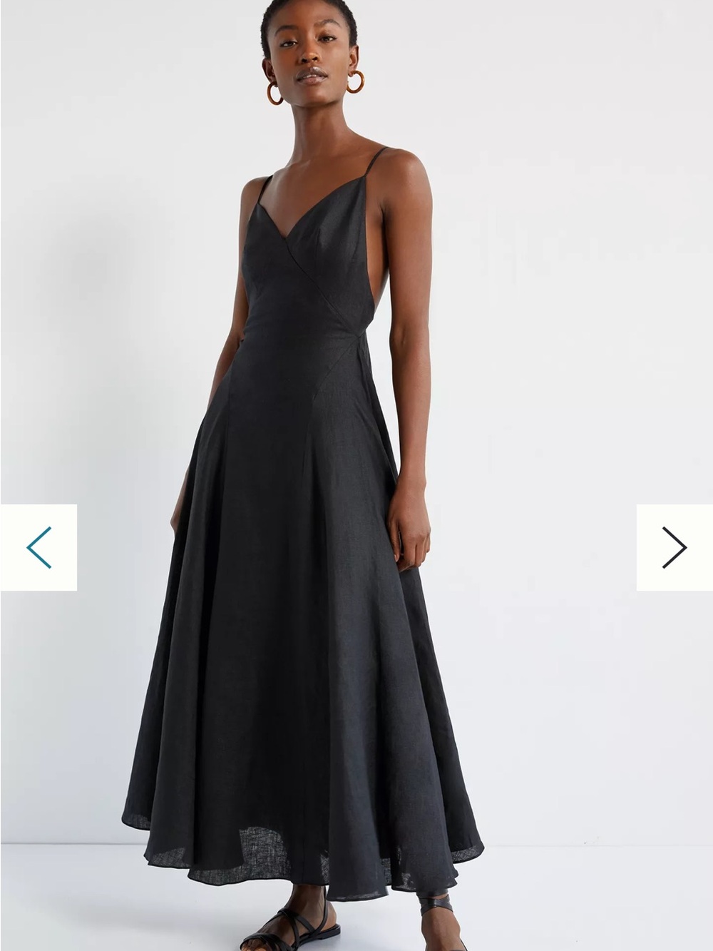 Sau Lee Linen Maxi Dress Sz 8 Black Saulee